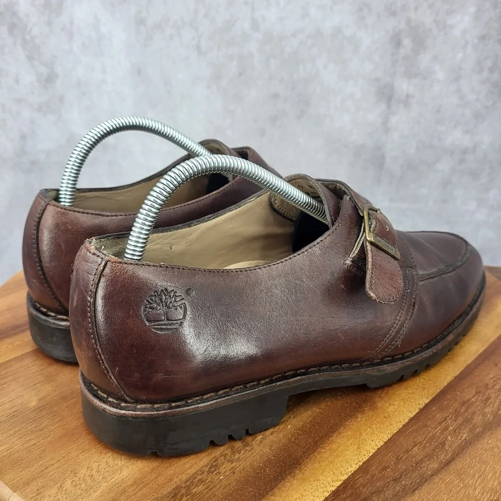 Timberland Monk Strap Shoes Mens 9 Brown Leather Casual Dress Shoes‎ 60048